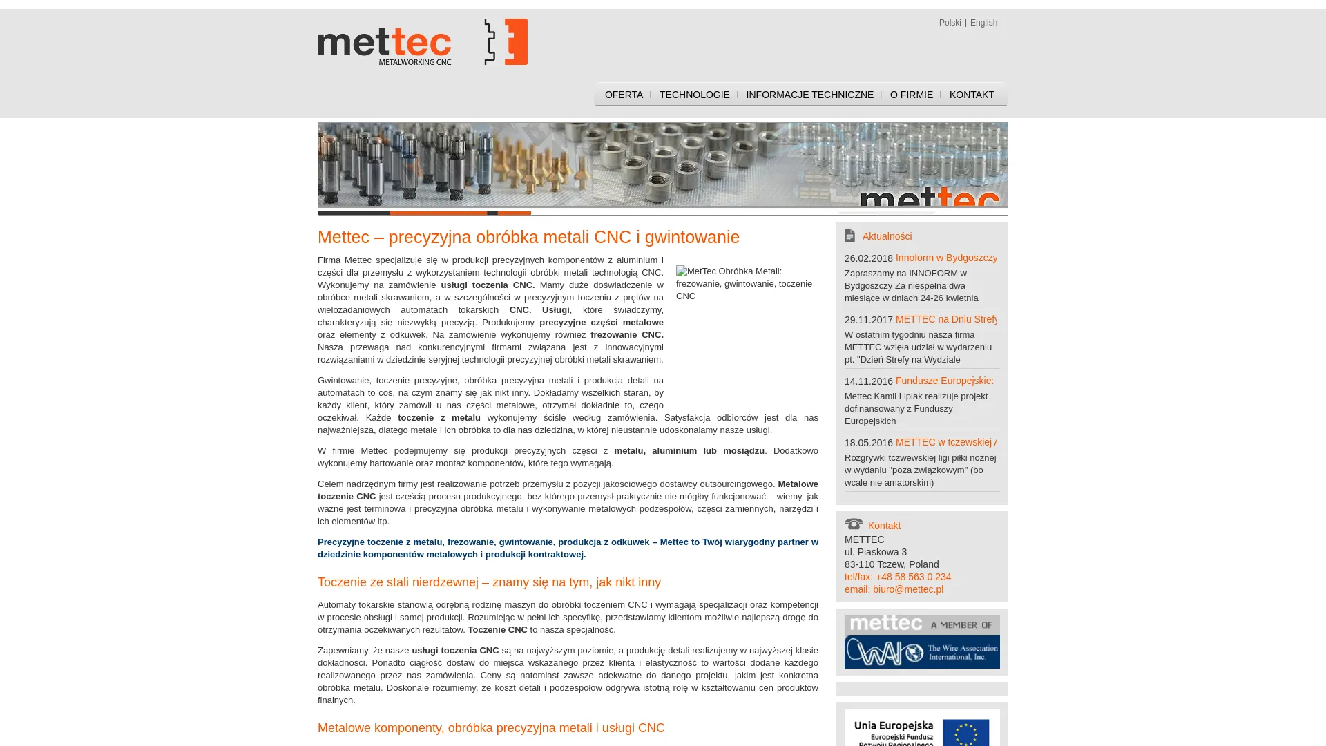 www.mettec.com.pl screenshot